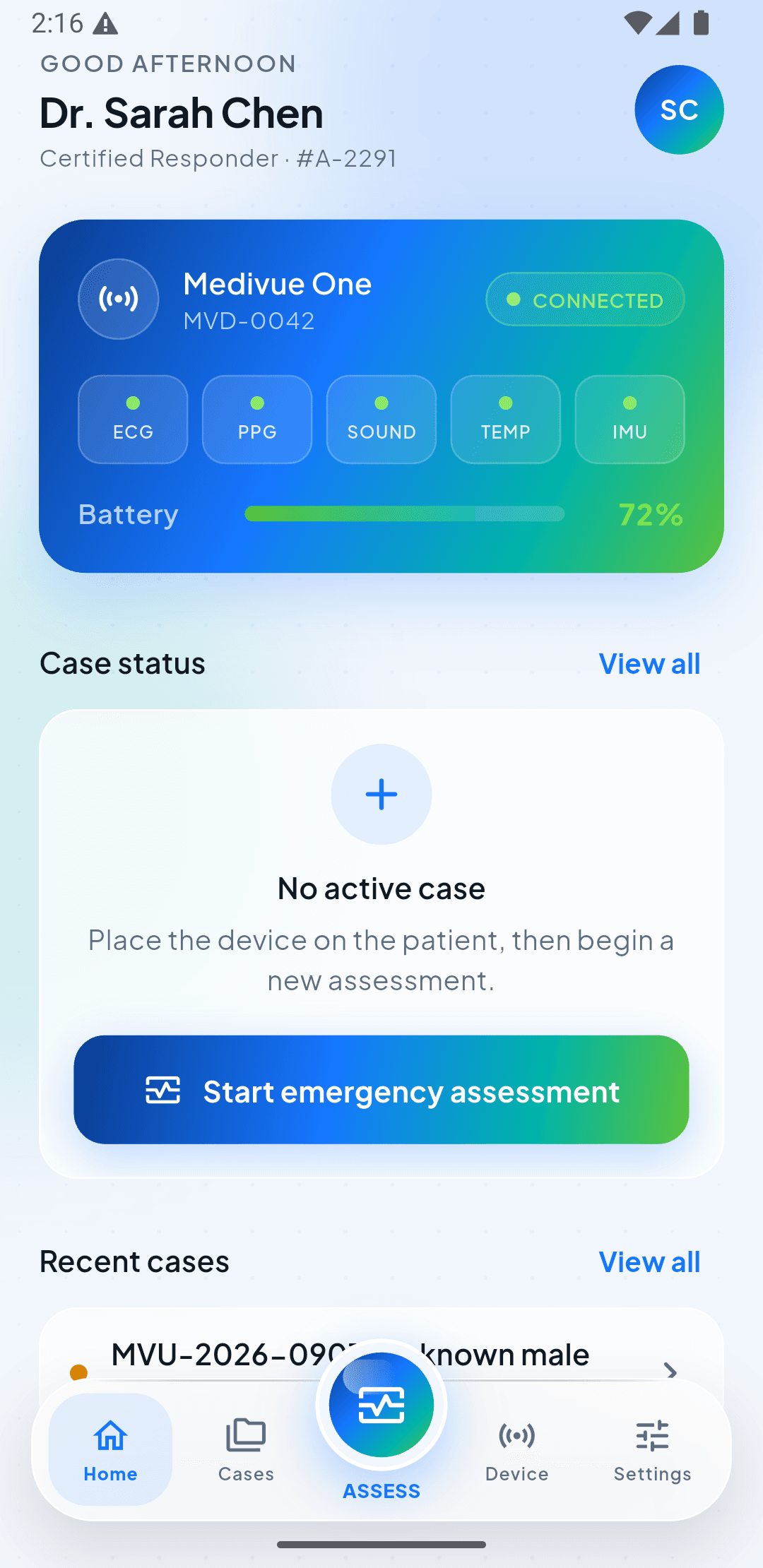 Medivue app — Ready at the scene