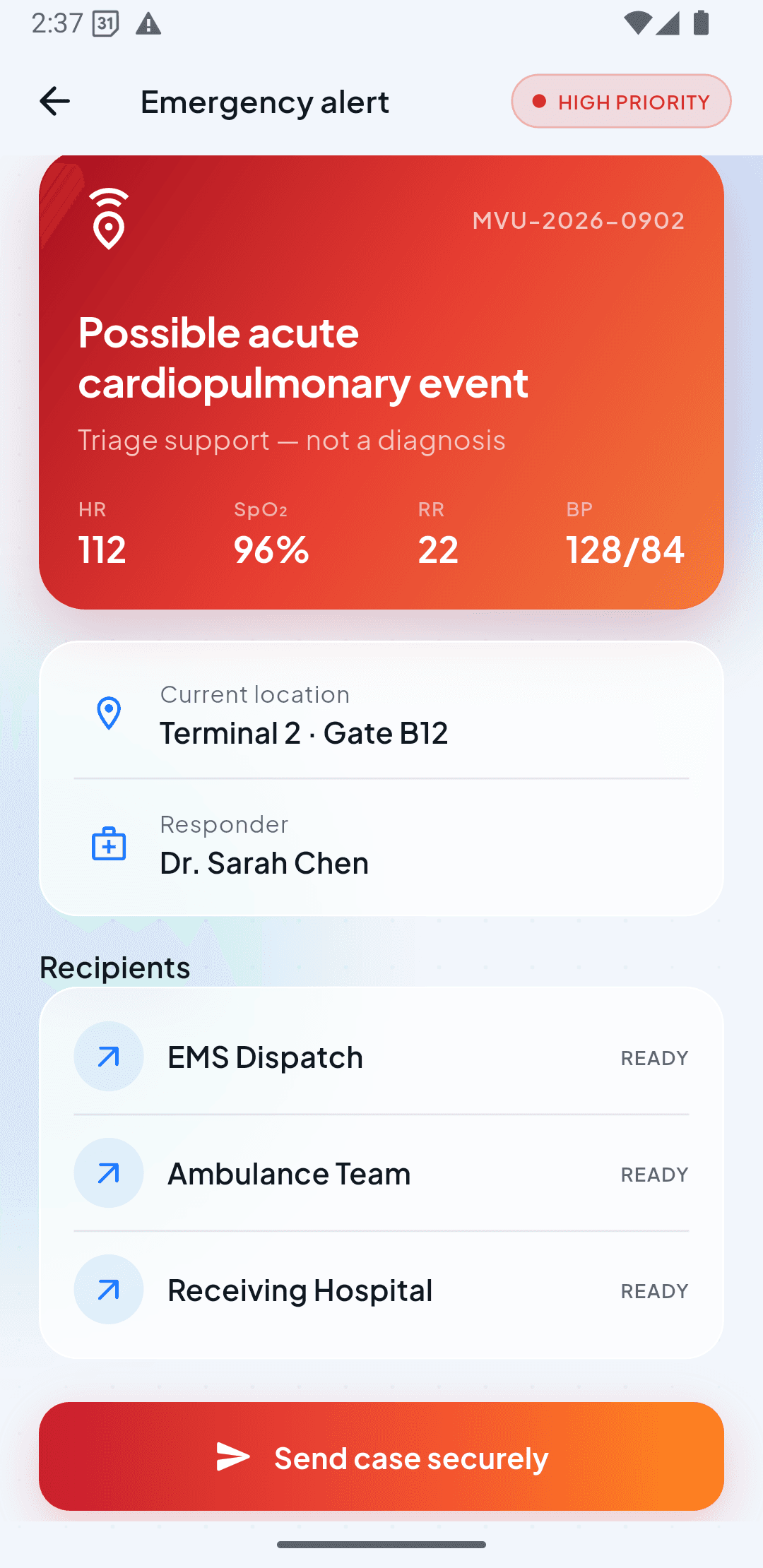 Medivue app — Alert with context